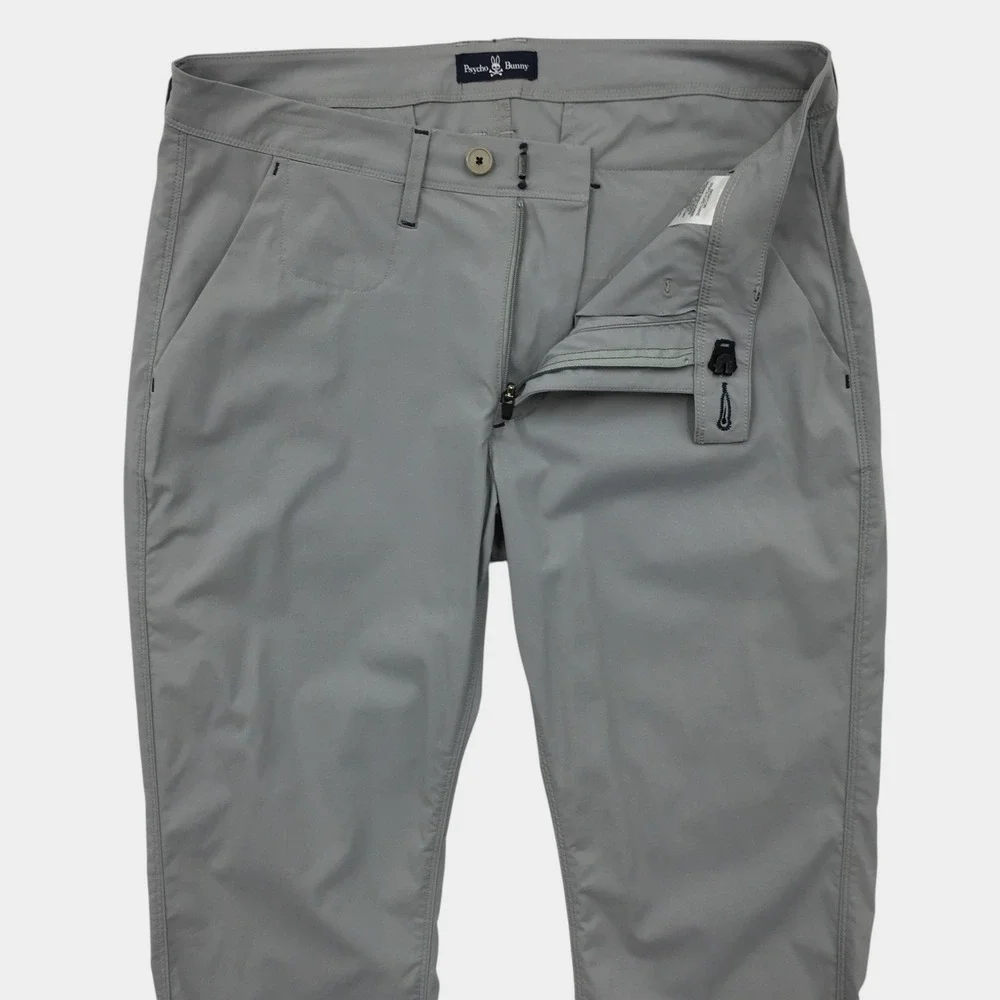 Psycho Bunny Mens Slim Fit Performance Chino Pants Gray Size 33 Golf Trousers